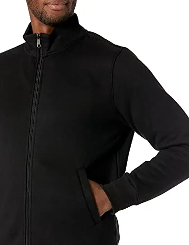 Amazon Essentials Men's Full-Zip Fleece Mock Neck Sweatshirt, Black, Large