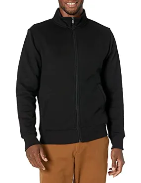 Amazon Essentials Men's Full-Zip Fleece Mock Neck Sweatshirt, Black, Large