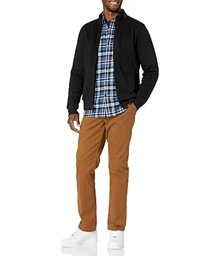 Amazon Essentials Men's Full-Zip Fleece Mock Neck Sweatshirt, Black, Large