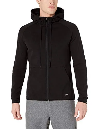 Amazon Essentials Men's Tech Fleece Full-Zip Hooded Active Sweatshirt, Black, Large