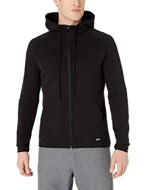 Amazon Essentials Men's Tech Fleece Full-Zip Hooded Active Sweatshirt, Black, Large