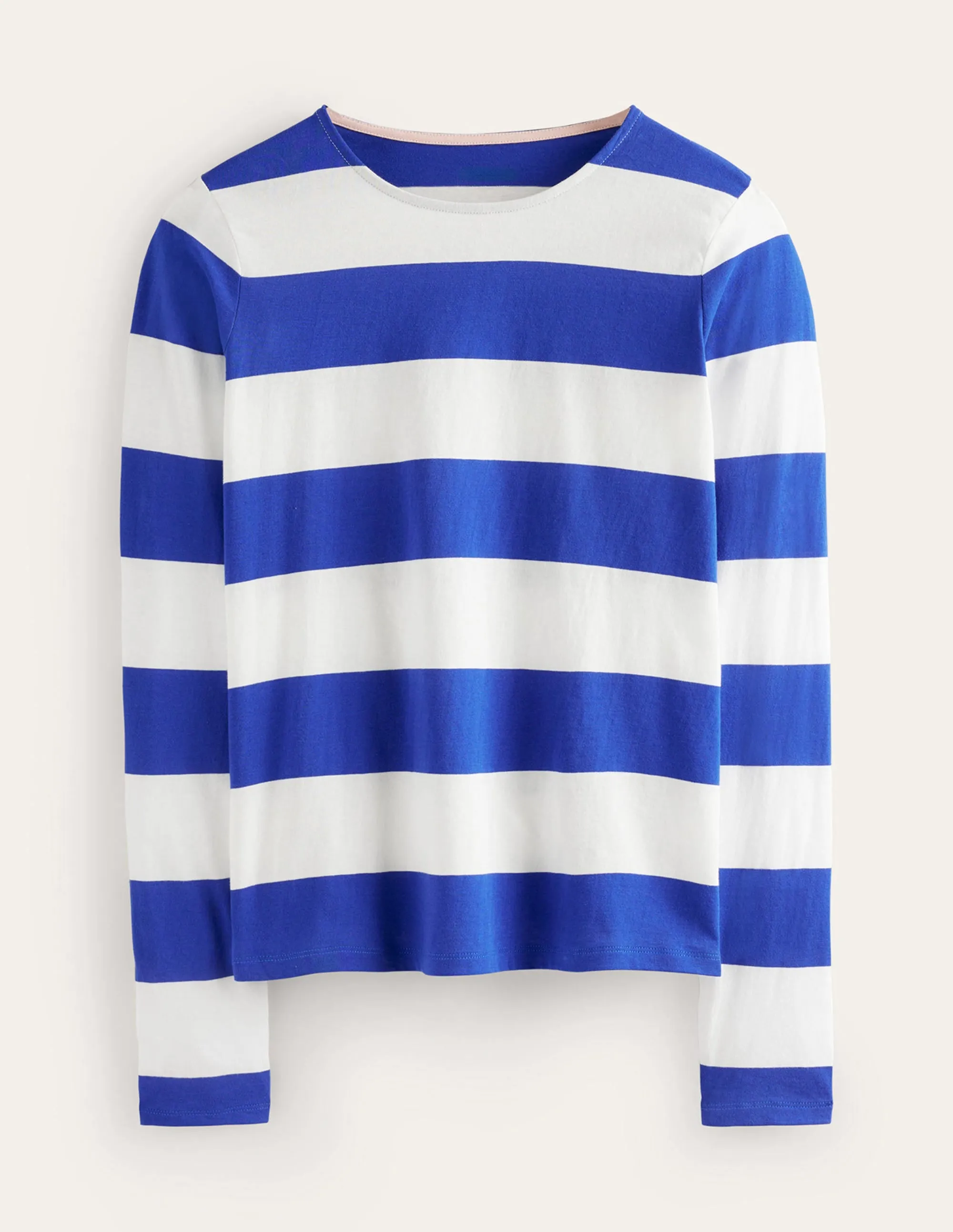 Bea Long Sleeve Breton-Blue, Ivory Wide Stripe