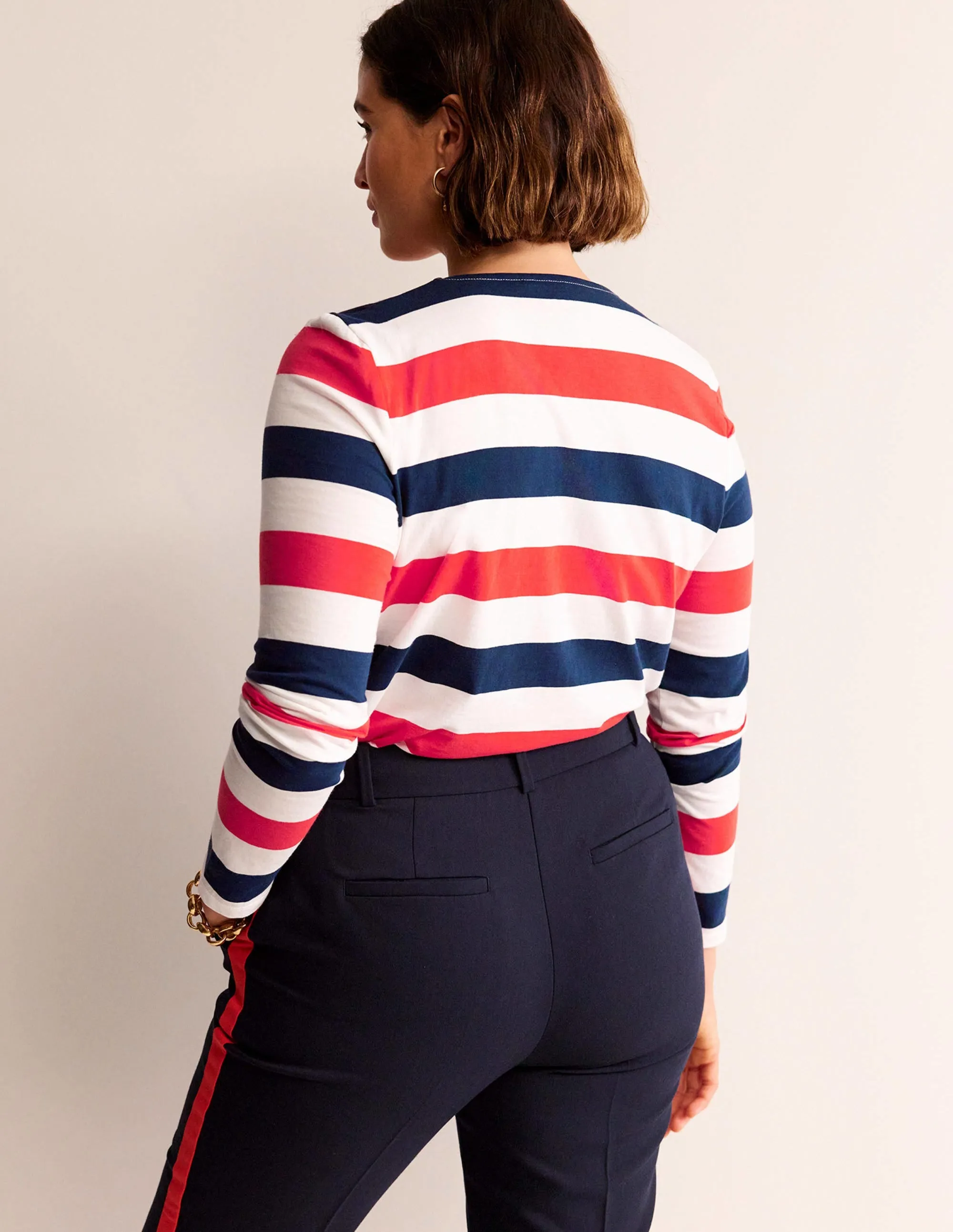 Bea Long Sleeve Breton-Cherry Red and Navy