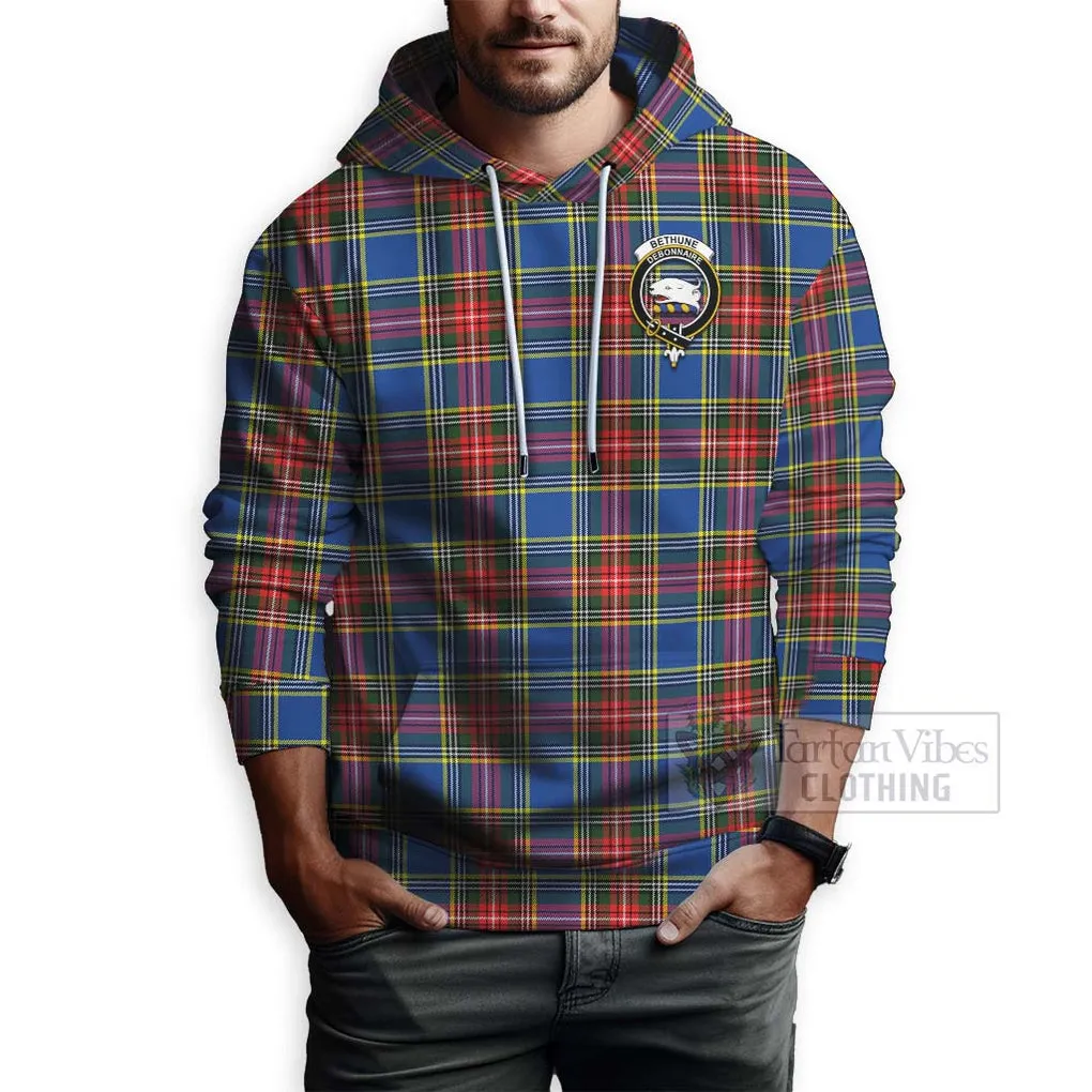 Bethune Tartan Hoodie with Family Crest Celtic Skull Style