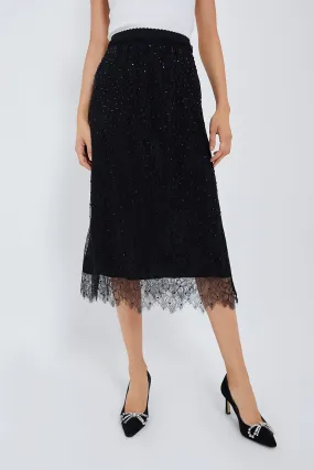 Black Seraphina Stoned Lace Skirt