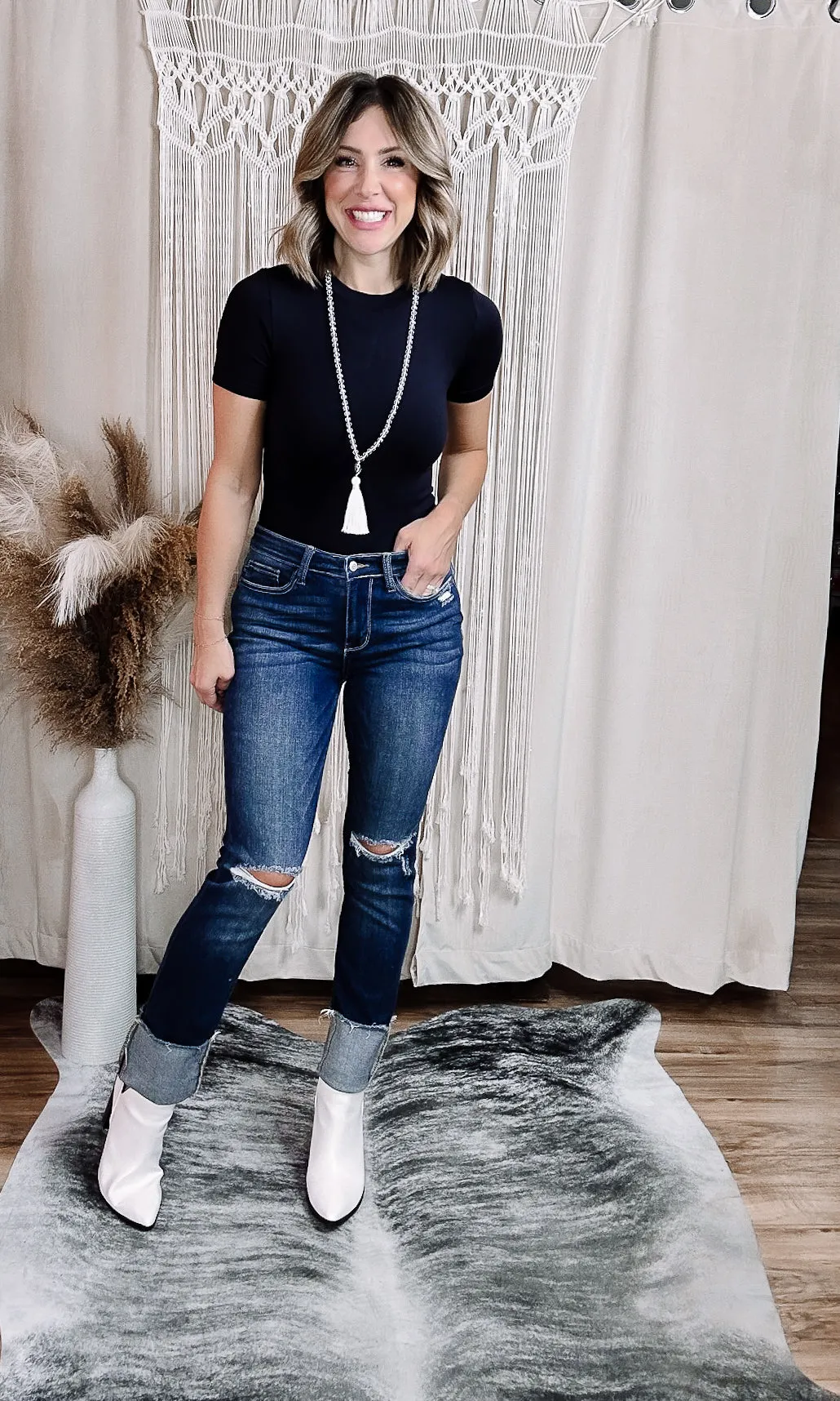 Black Thick Banded Short Sleeve Bodysuit