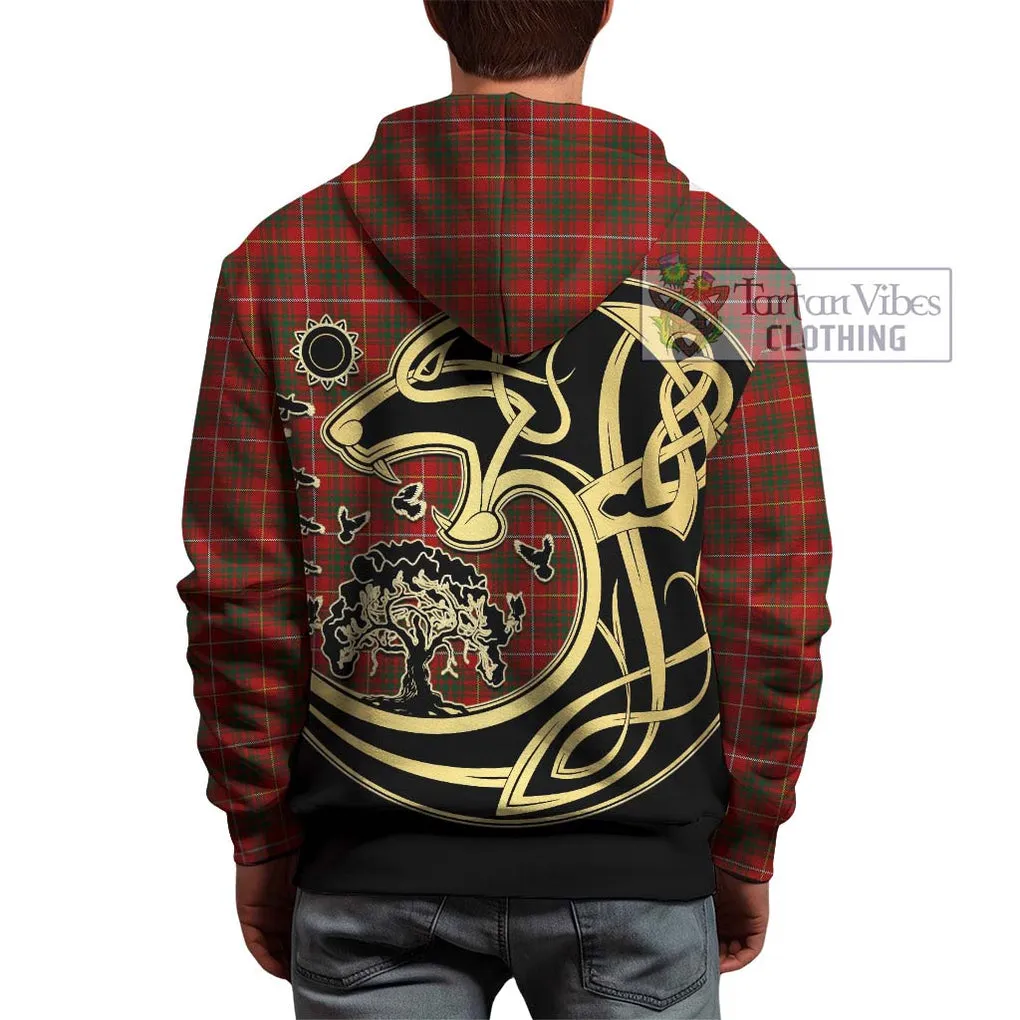Bruce Tartan Hoodie with Family Crest Celtic Wolf Style