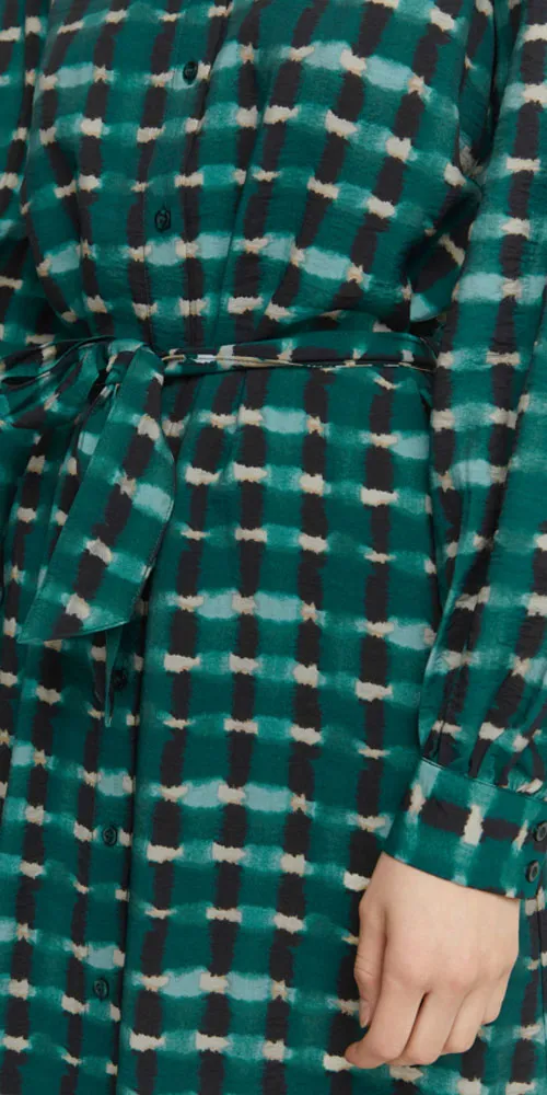 B.Young Ikat Check Shirt Dress