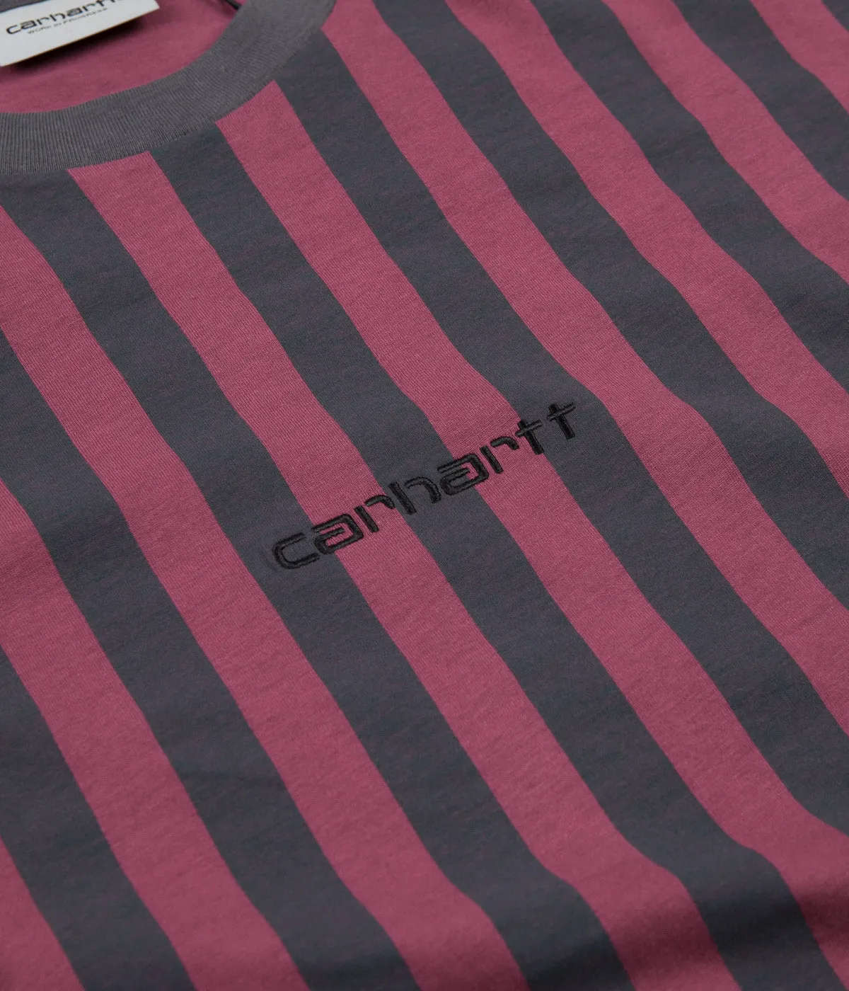 Carhartt Barnett Stripe Long Sleeve T-Shirt - Blacksmith / Dusty Fuchsia / Black