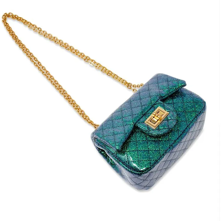 Classic Quilted Sparkle Mini Purse - Green