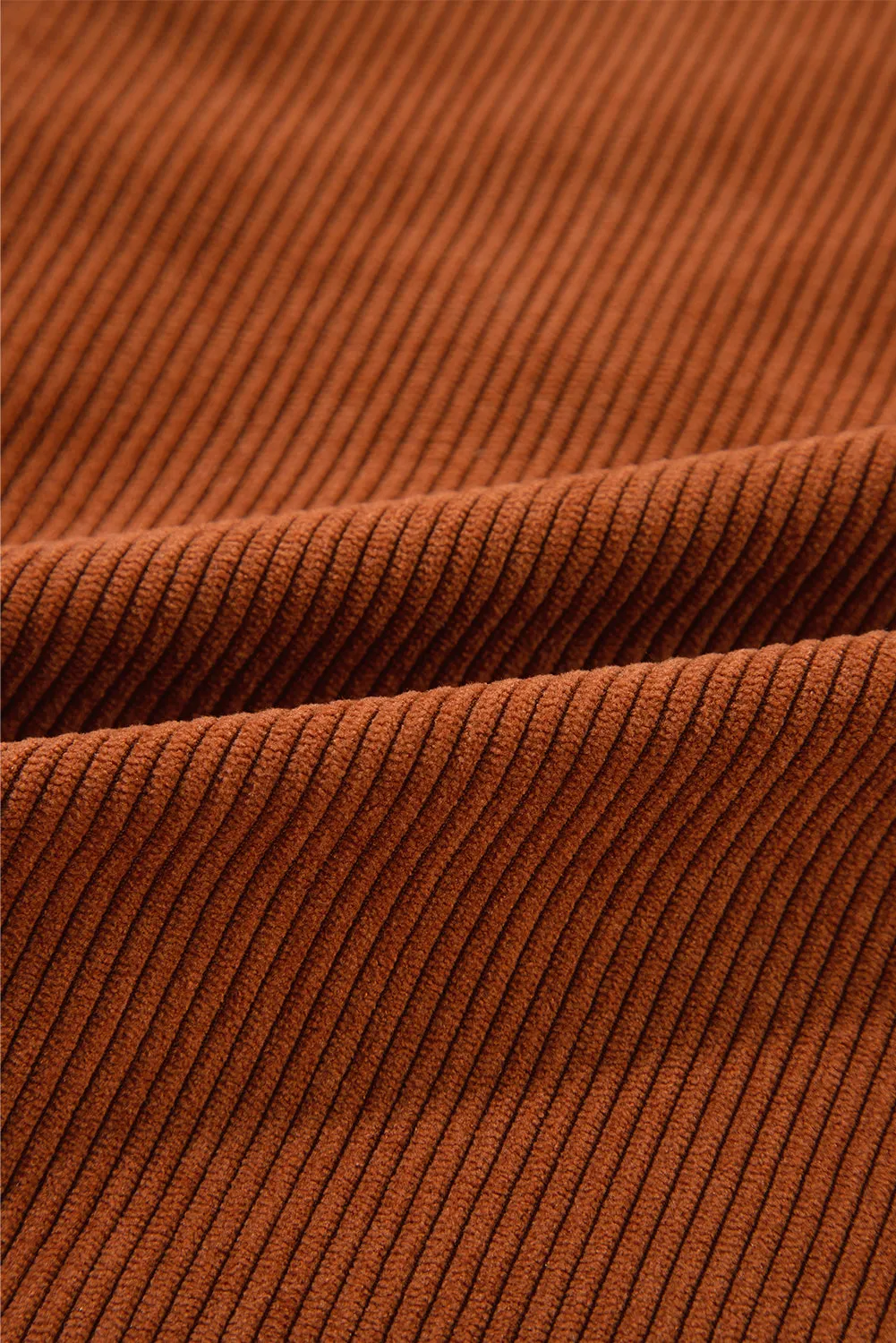Colorblock Curved Hem Corduroy Shacket with Pocket