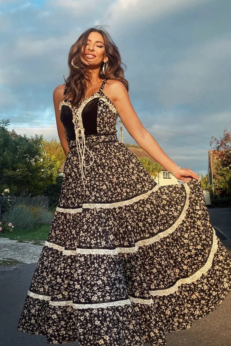 Darcy Maxi Dress in Gothic Galloway Black