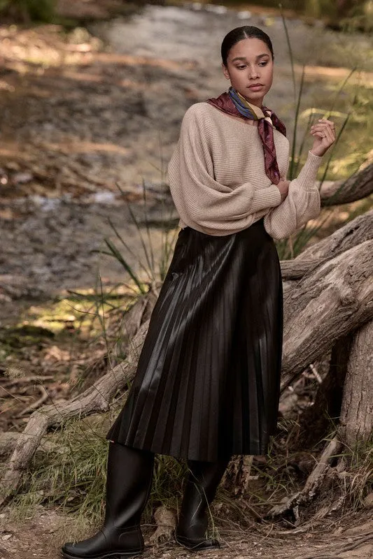Ethereal Embrace Bishop Sleeve Sweater - Oatmeal