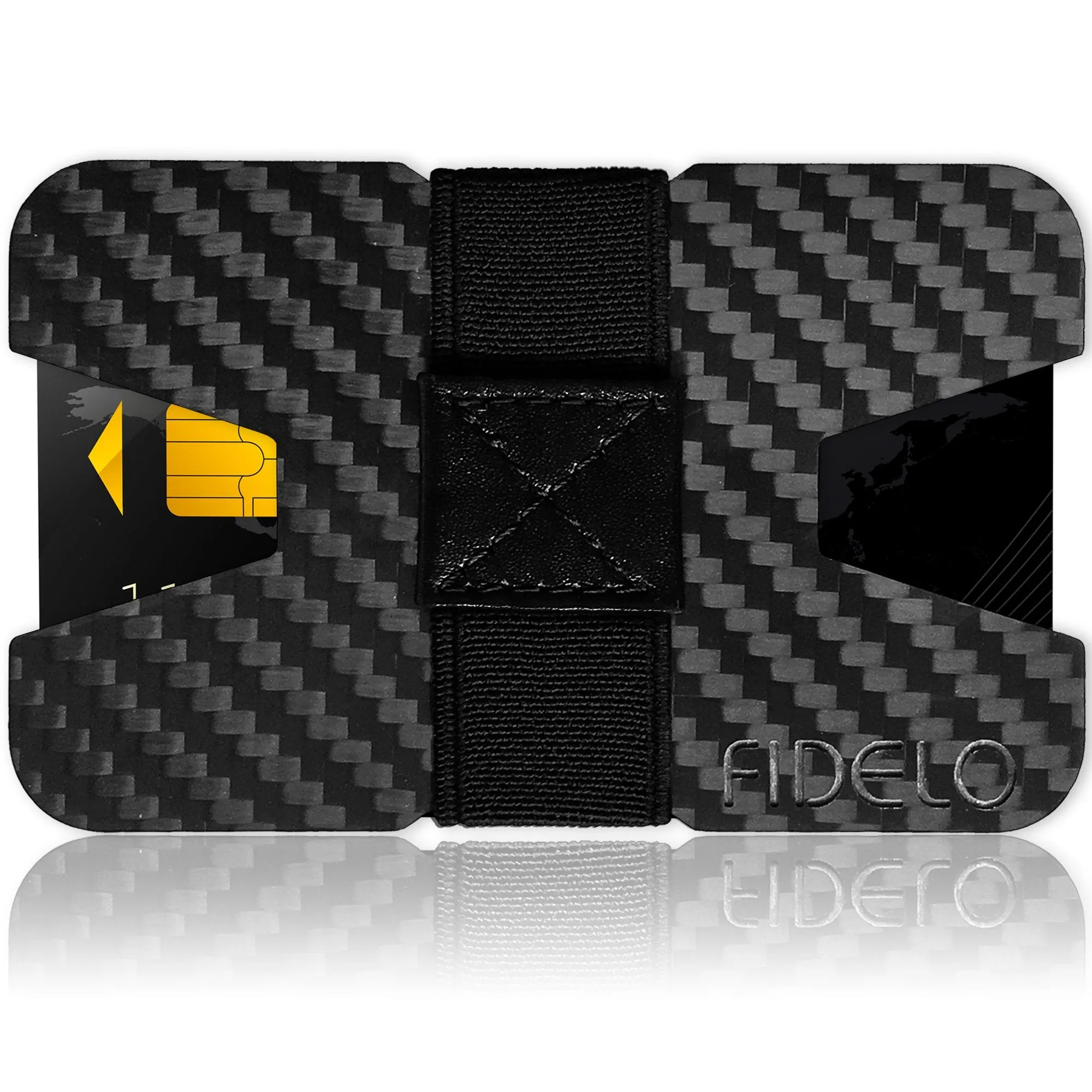 Fidelo Carbon Fiber Minimalist Wallet - Slim Credit Card Holder Money Clip Wallets for Men