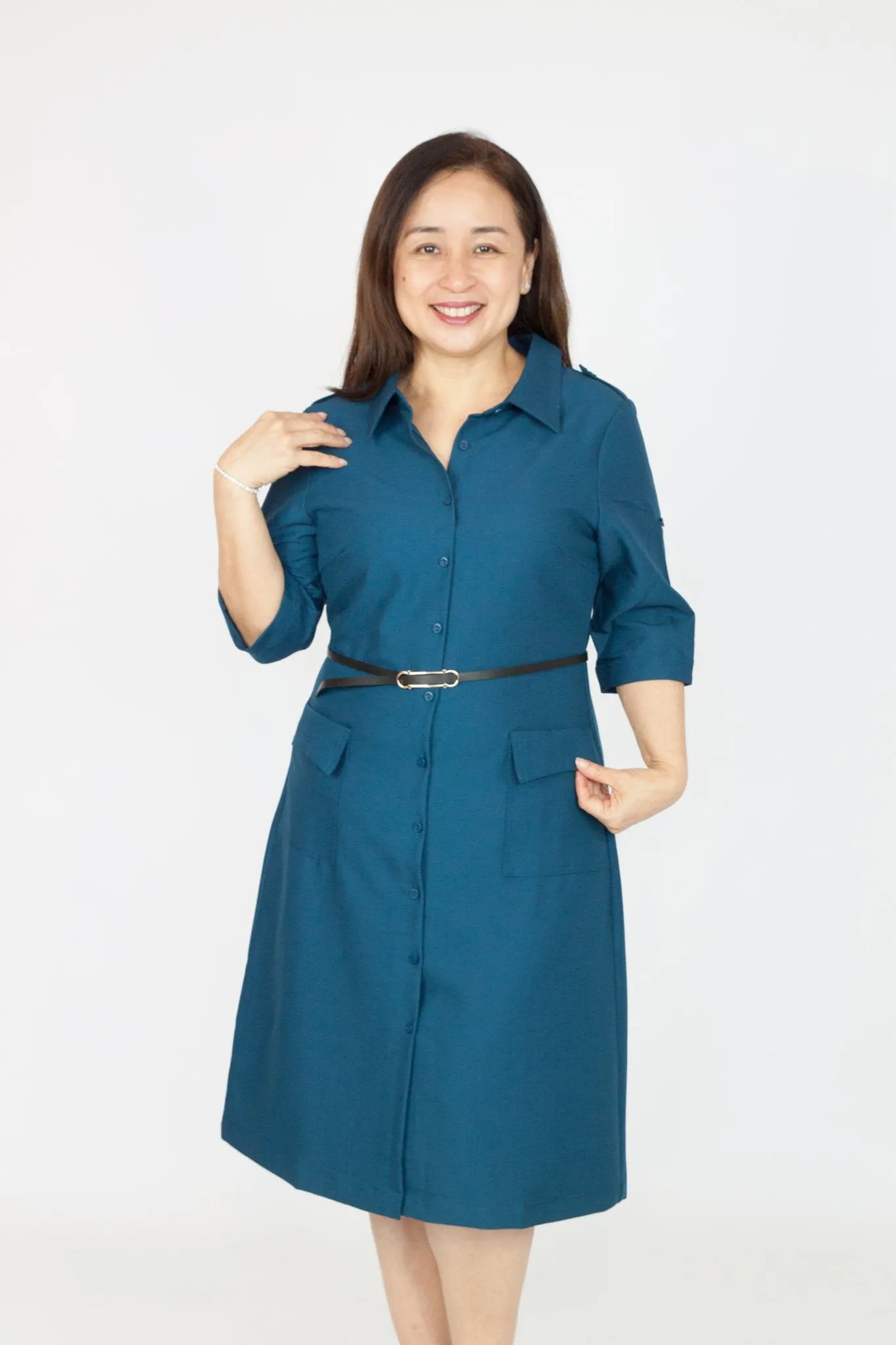 Formal Shirt Dress with Belt