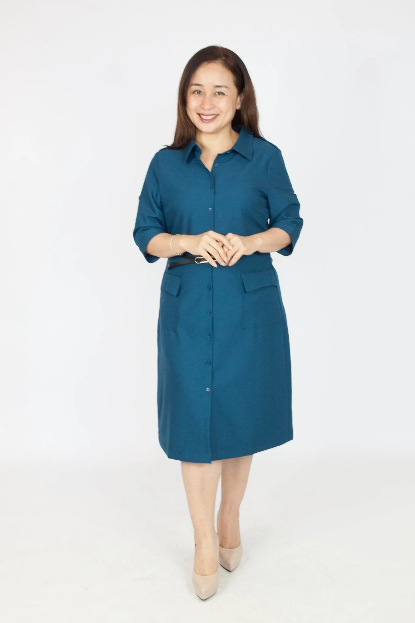 Formal Shirt Dress with Belt