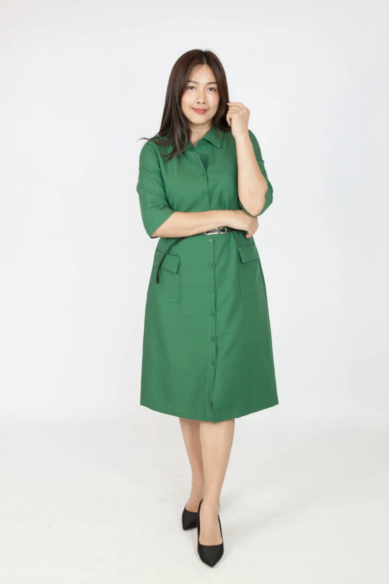 Formal Shirt Dress with Belt