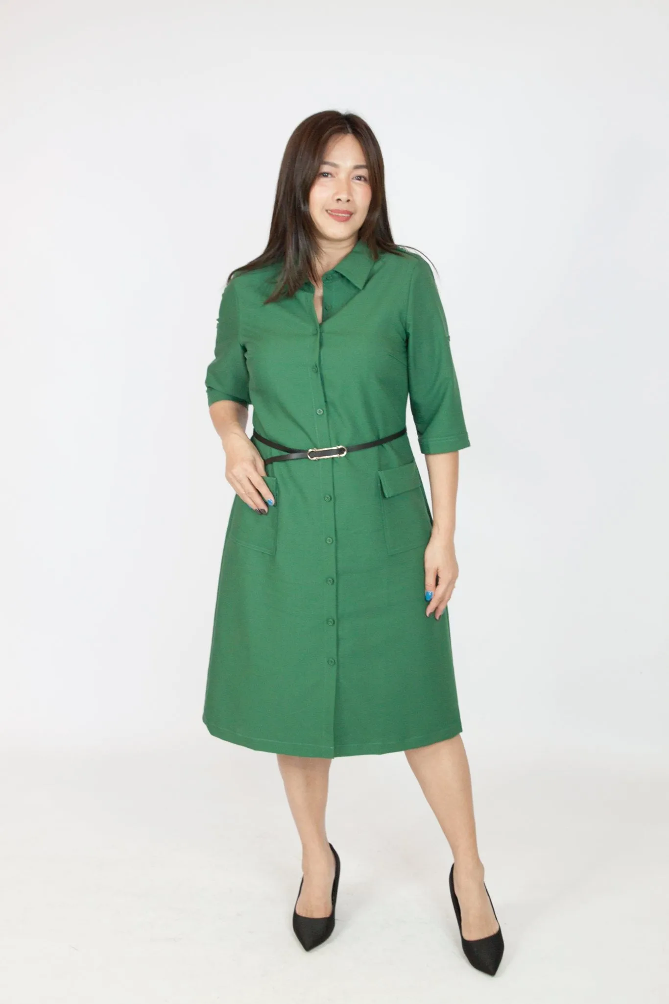 Formal Shirt Dress with Belt