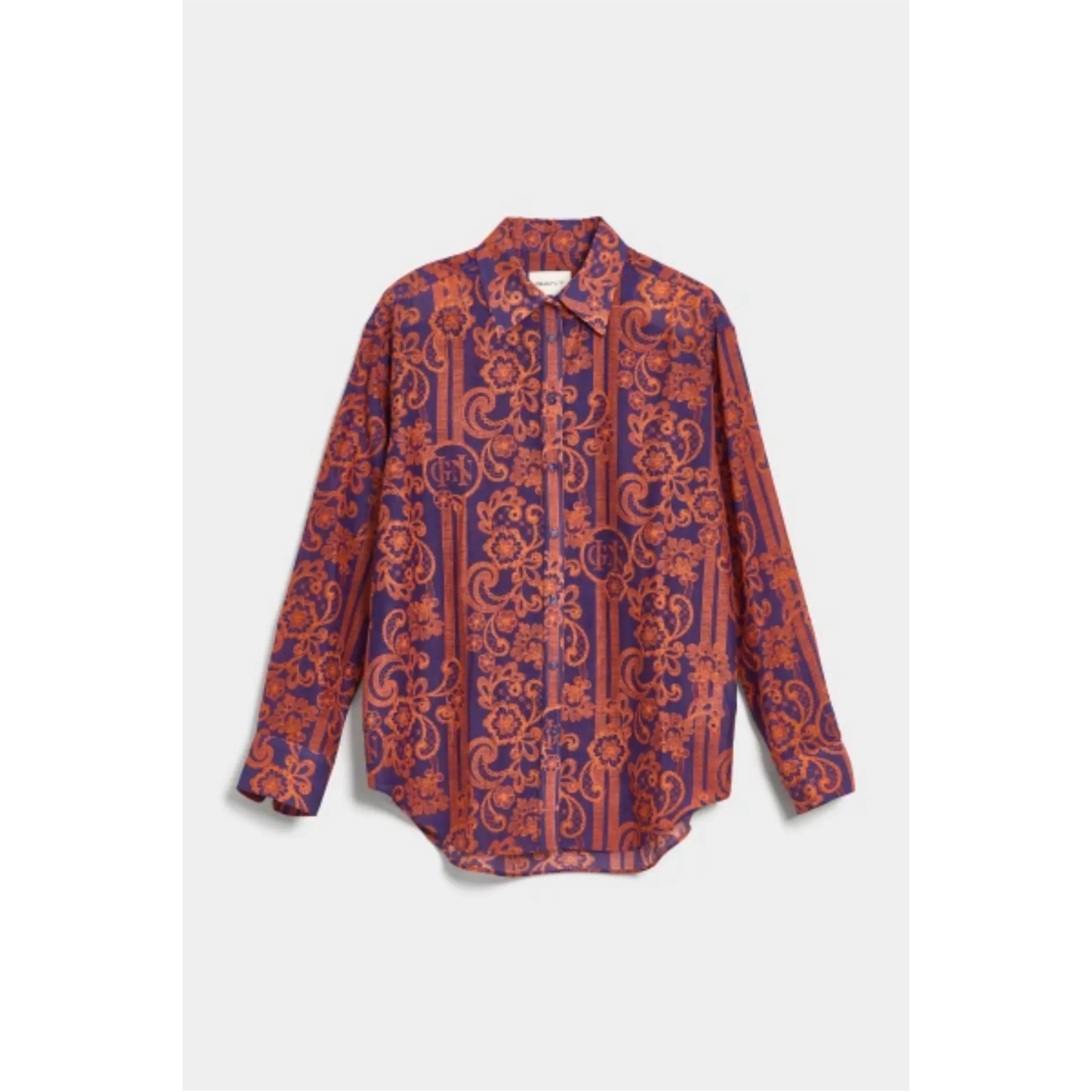 GANT Relaxed Fit Lace Print Cotton Silk Shirt 4300256 Pansy Purple