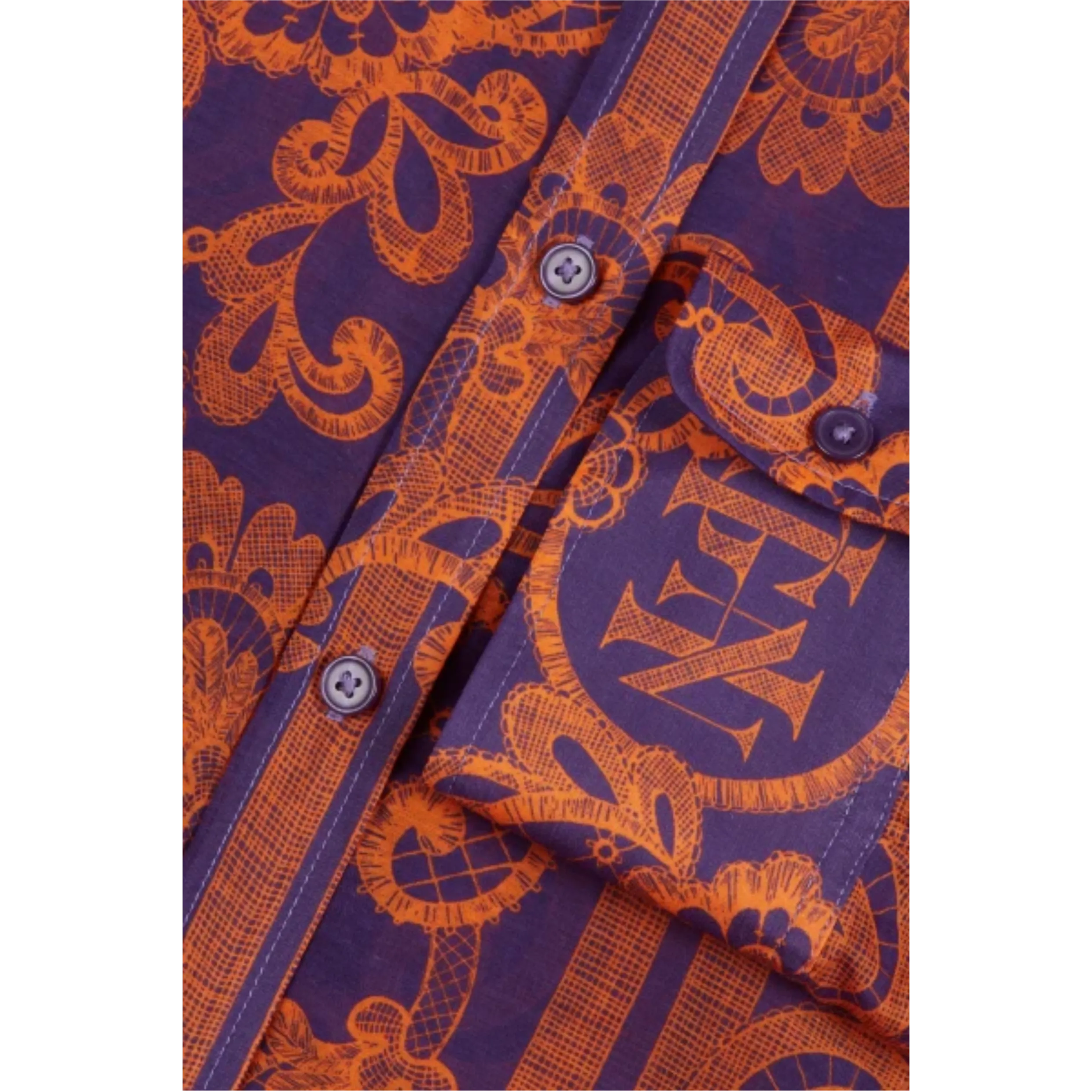 GANT Relaxed Fit Lace Print Cotton Silk Shirt 4300256 Pansy Purple