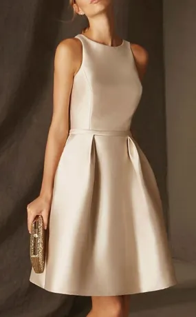 GH484 - A line Jewel Lace Back Champagne Homecomg Dress Short Coktail Dress