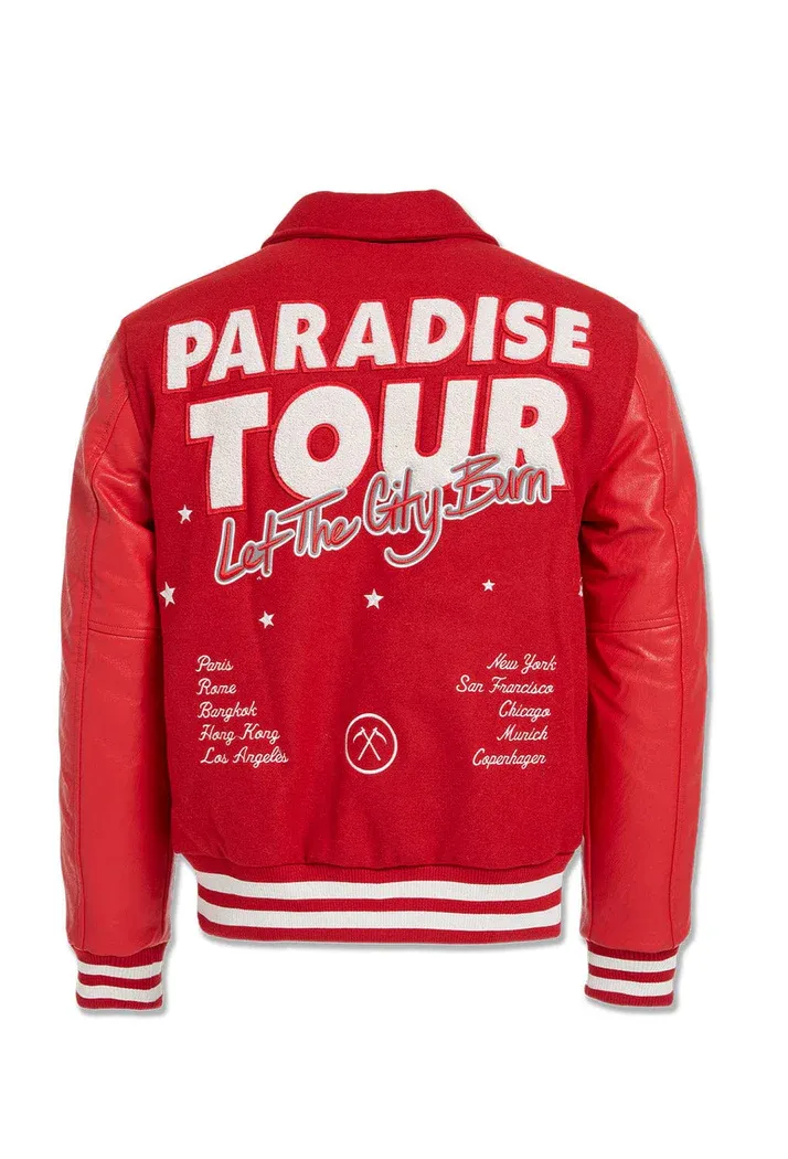 JORDAN CRAIG PARADISE TOUR VARSITY JACKET (BF STEAL) (RED)