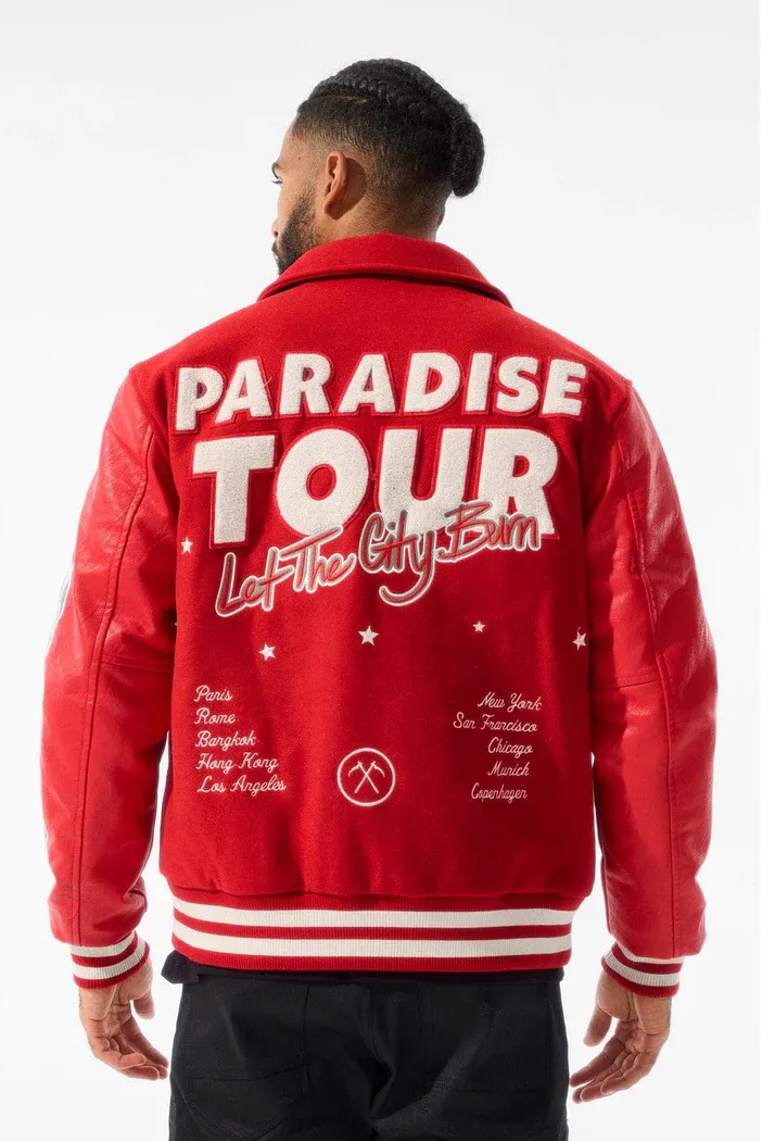 JORDAN CRAIG PARADISE TOUR VARSITY JACKET (BF STEAL) (RED)