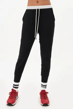 Kiki Rib 7/8 Sweatpant, Black/Vintage White