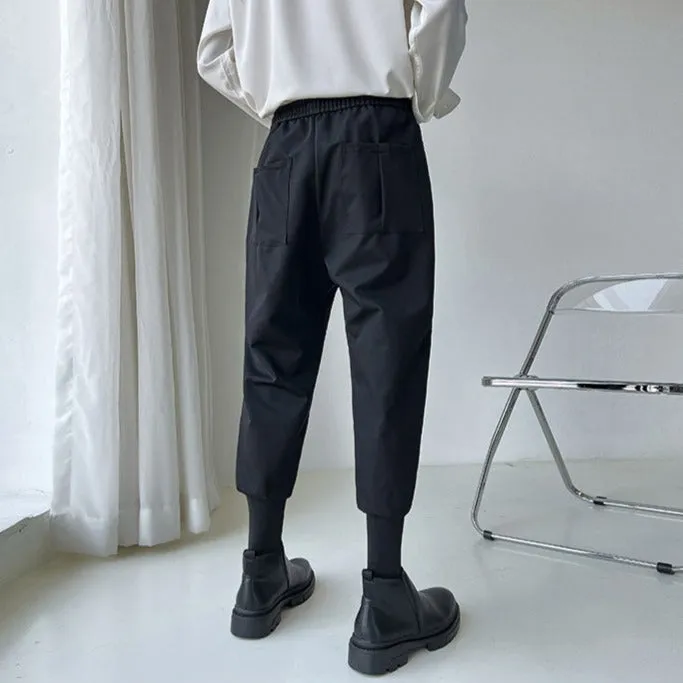 [Korean Style] Black Drawstring Casual Pants