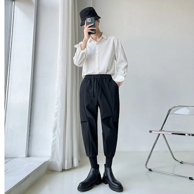 [Korean Style] Black Drawstring Casual Pants