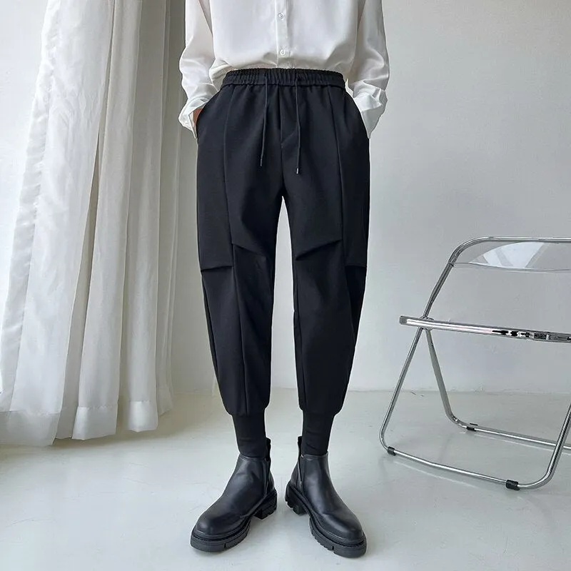[Korean Style] Black Drawstring Casual Pants