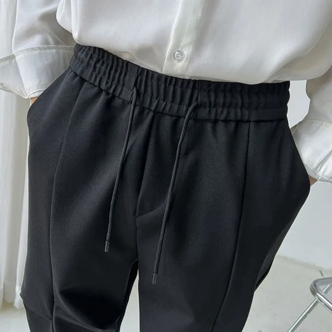 [Korean Style] Black Drawstring Casual Pants