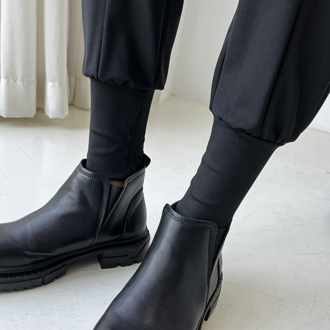 [Korean Style] Black Drawstring Casual Pants