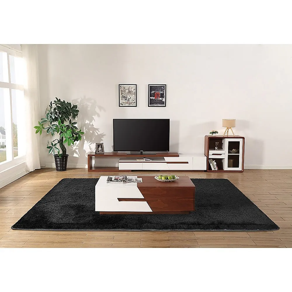 Large Black Shaggy Floor Rug 230x160cm Insulated Non-Slip