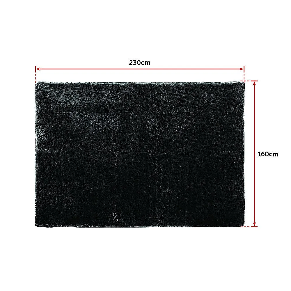 Large Black Shaggy Floor Rug 230x160cm Insulated Non-Slip