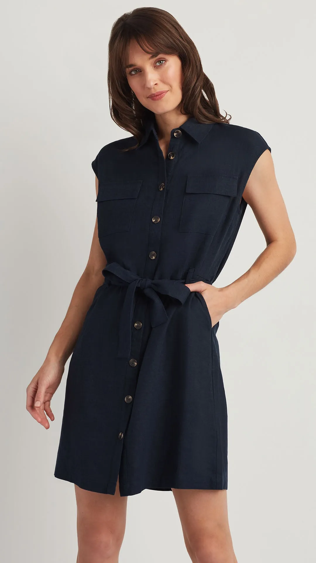 LINEN BLEND SHIRT DRESS