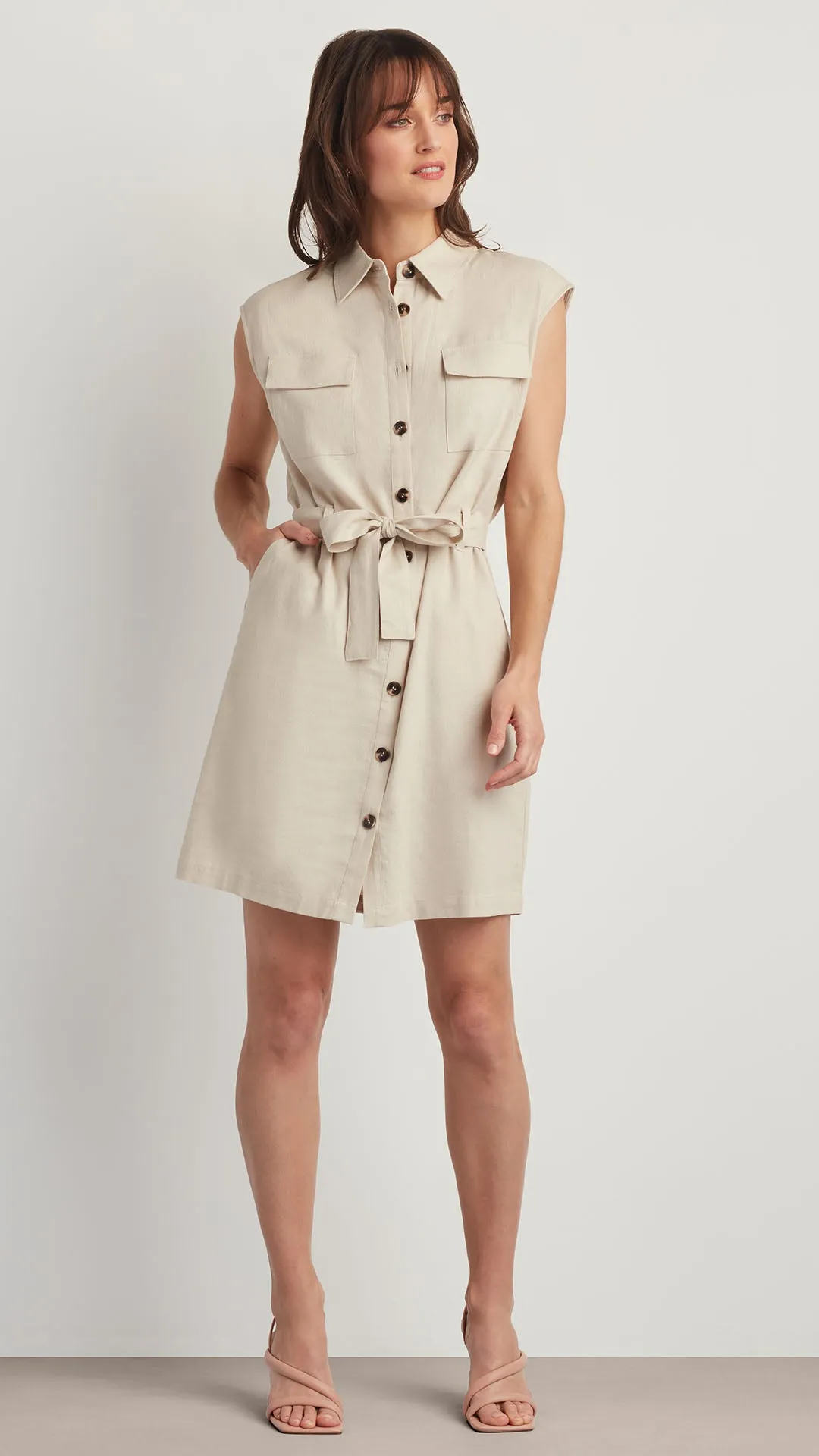 LINEN BLEND SHIRT DRESS
