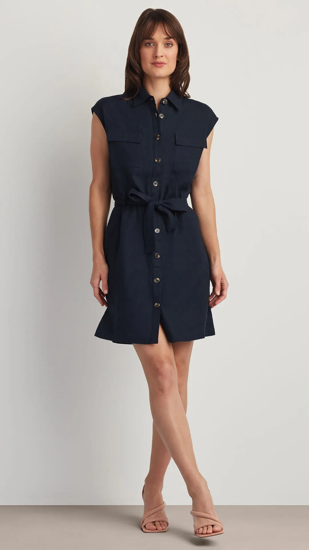 LINEN BLEND SHIRT DRESS