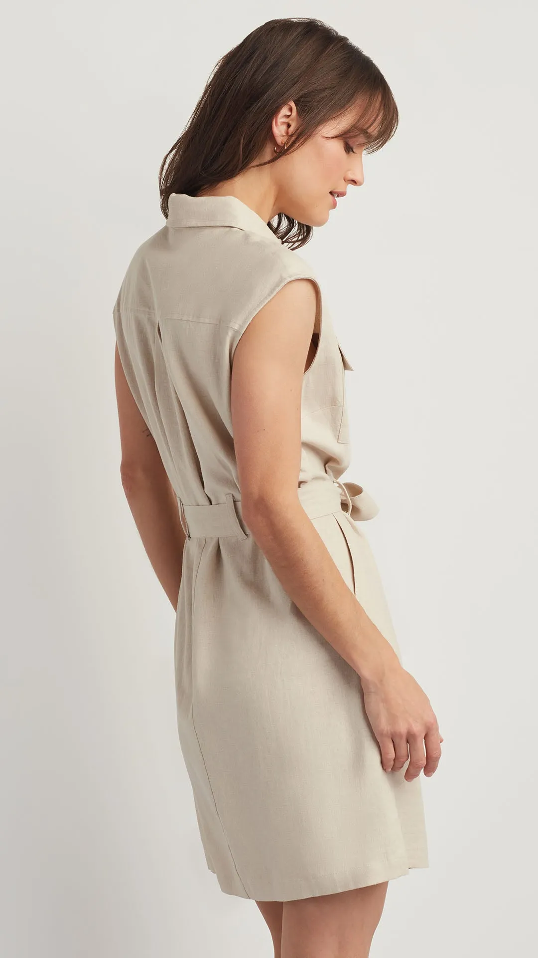 LINEN BLEND SHIRT DRESS