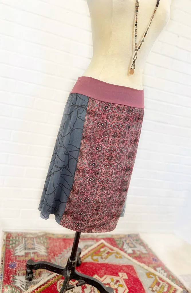 Mauve Slate Abstract Funky Knit Skirt