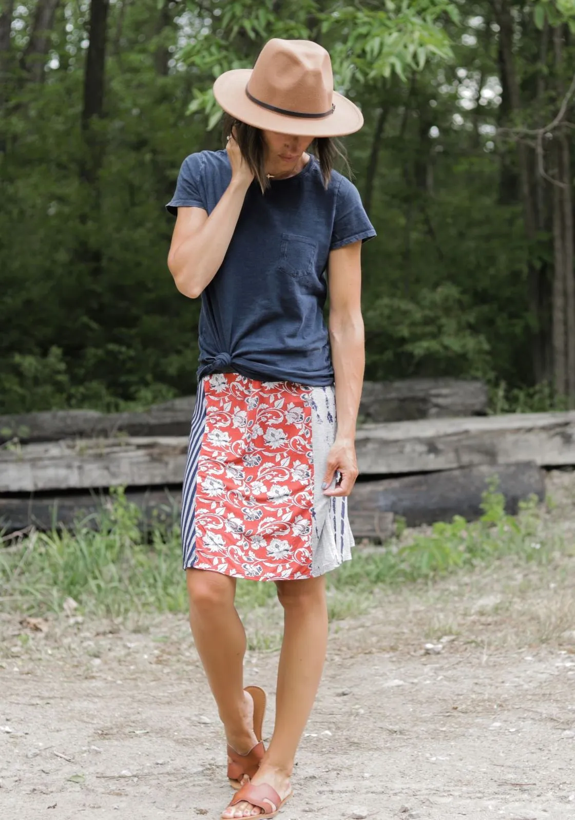 Mauve Slate Abstract Funky Knit Skirt
