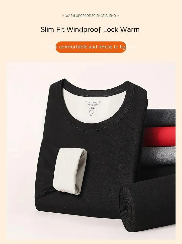 Men's Thermal Underwear Fleece-lined Double-sided Brushed Long John set
