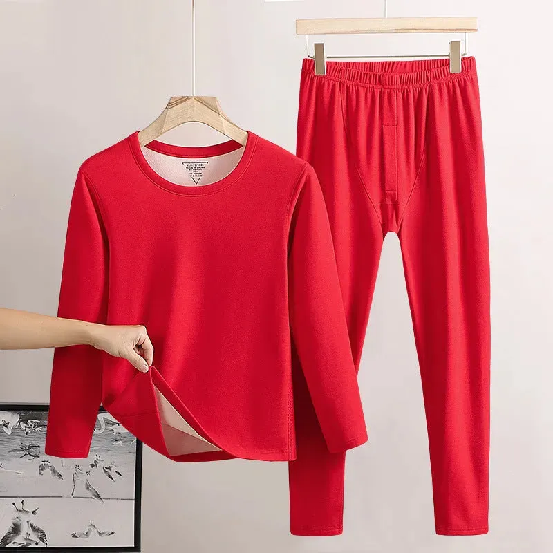 Men's Thermal Underwear Fleece-lined Double-sided Brushed Long John set