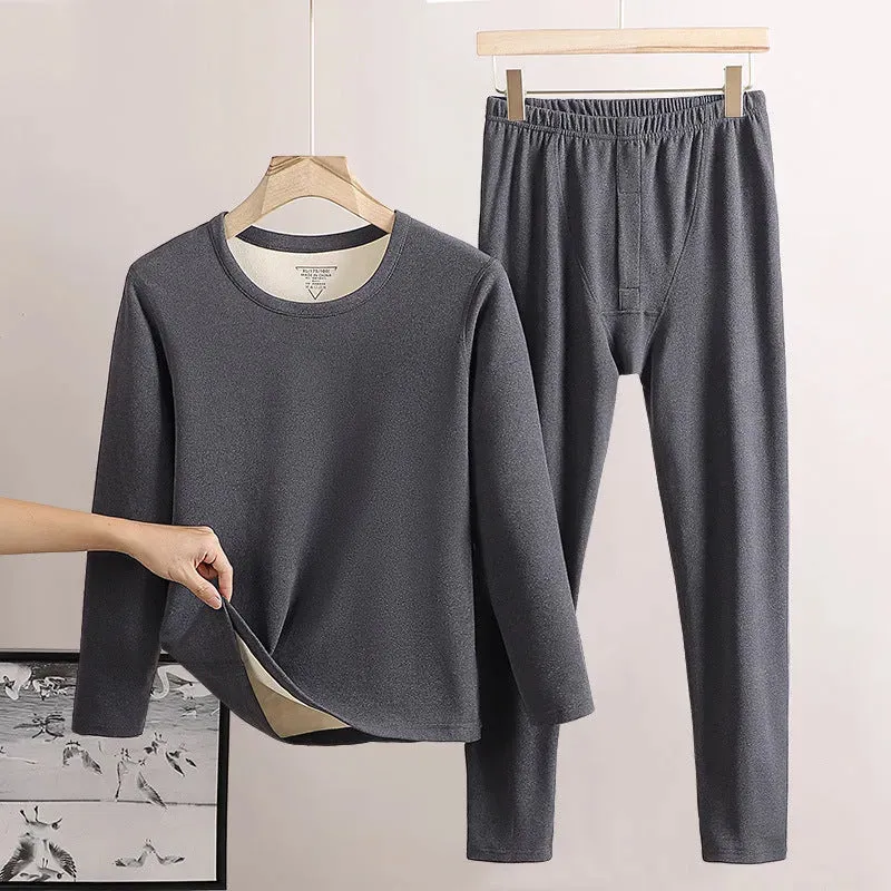 Men's Thermal Underwear Fleece-lined Double-sided Brushed Long John set