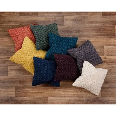 New - 20"x20" Oversize Solid Textured Square Throw Pillow Cover Natural - Rizzy Home
