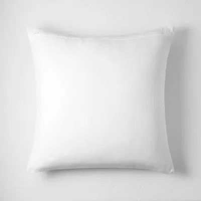 New - Euro Reversible Textured Cotton Chambray Coverlet Sham White - Casaluna