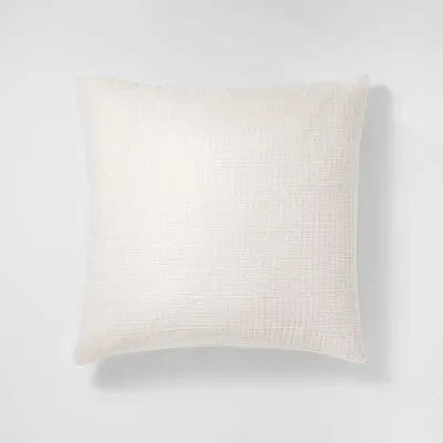 New - Euro Reversible Textured Cotton Chambray Coverlet Sham White - Casaluna