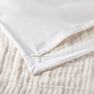 New - Euro Reversible Textured Cotton Chambray Coverlet Sham White - Casaluna