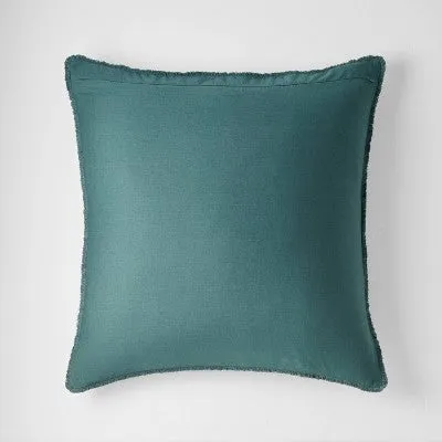 New - Euro Textured Chambray Cotton Pillow Sham Dark Teal Blue - Casaluna
