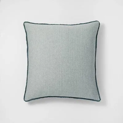 New - Euro Textured Chambray Cotton Pillow Sham Dark Teal Blue - Casaluna